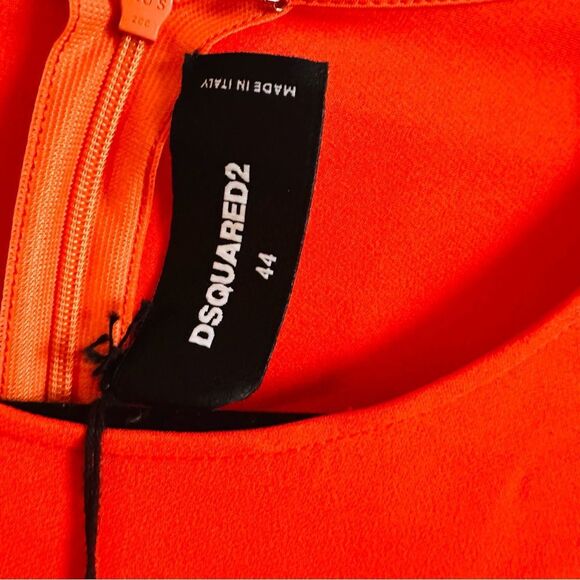DSQUARED2 Red Orange Asymmetrical Mini Dress Size 44 IT Medium $414 Luxury - Picture 4 of 5